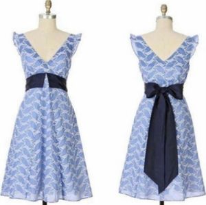 Anthropologie Lithe Waterleaf Silk Blend Embroidered Dress 6